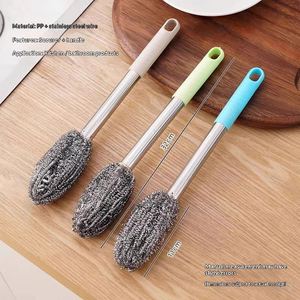 Brosse à long manche en acier inoxydable pour le nettoyage de la cuisine, conception anti-rouille, nettoie les casseroles, les plats, les bocaux et les cuisinières - Product Image 4
