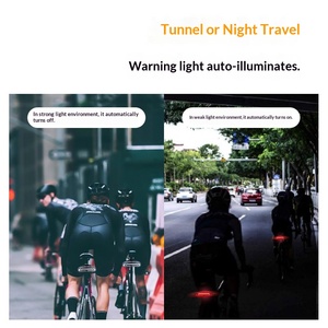 Feu arrière de vélo intelligent avec signal de freinage, 6 modes, étanche, alarme antivol, rechargeable par USB, LED pour la conduite nocturne - Product Image 3