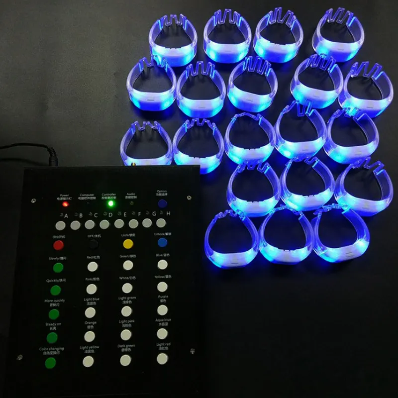 Pulseras LED con control remoto personalizadas con luz intermitente, pulseras LED RGB con control remoto para suministros para fiestas