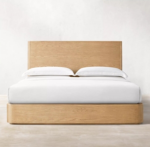Lit double simple en bois massif de style américain pour chambre à coucher, hôtel, chambre principale, villa, grand lit familial, mobilier personnalisé - Product Image 3