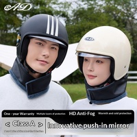 Casque de moto électrique AD, ABS, demi-casque, certifié 3C, unisexe, quatre saisons, chaud pour l'hiver, avec doublure amovible