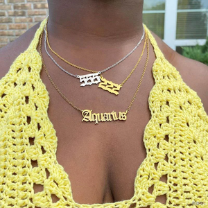 Pendentif en or personnalisé en acier inoxydable pour homme, collier avec lettre initiale en alphabet grand format, serti de pierres, tendance - Product Image 4