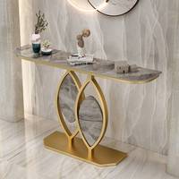 Console d'entrée de style italien, luxe léger, moderne et minimaliste, avec plateau en marbre et structure en métal, multifonctionnelle pour hall d'entrée