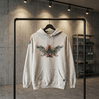 USA EU Winter Vintage Tattoo Fleece Hoodie Ace Spades Wings Flame Biker Streetwear Low quantité minimale de commande Fast Turnaround Rocker Fashion White