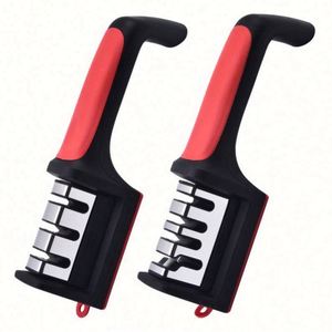 Kitchen <b>Knife</b> <b>Sharpener</b> Three-stage Stainless Steel Ceramic Manual Lightweight Fast Non-slip Eco-Friendly Sharpening Tool - Product Image 3