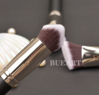 Daily Queen & Mor-phe 3 pinceaux de maquillage en nylon bicolore avec manche en bois, qualité supérieure et sensation luxueuse, logo personnalisé