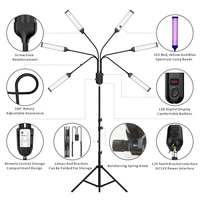 Lampu Lantai LED Dual Head untuk Tanaman Indoor, Tripod Stand, Pengontrol Ganda, Timer 3/6/9/12/15/18 Jam, Dapat Diatur