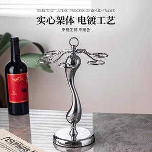 ชั้นวางแก้วไวน์สแตนเลสทันสมัย 5 ชั้น 9 ที่แขวนแก้วแบบกลับหัว สำหรับตกแต่งห้องนั่งเล่น - Product Image 2