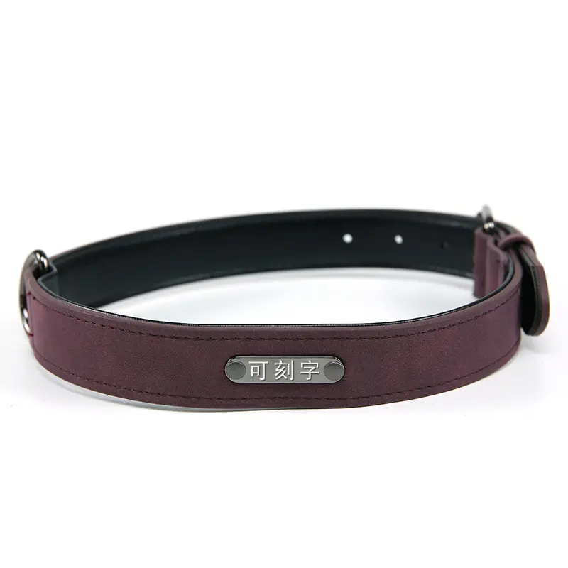 Manufacturer wholesale custom logo adjustable leather dog collar