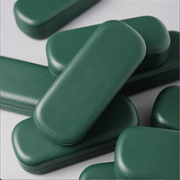 Étui rigide pour lunettes en cuir PU vert, boîte à lunettes portable en métal, étui de rangement durable pour lunettes de soleil et lunettes de lecture