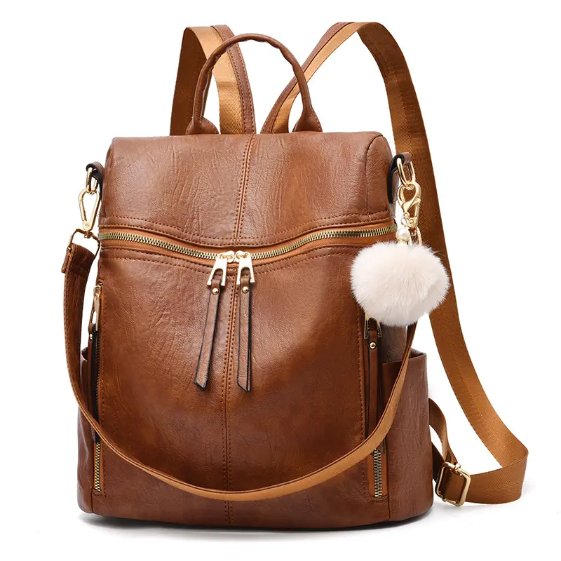 Large Capacity Waterproof Soft PU Leather Travel Backpack School Women's bag for Teenage Girls