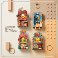 Hamaileon Grosir Lampu Miniatur Kayu 3D Magnet Kulkas Gaya Prancis DIY Puzzle Hiasan Dinding Hadiah Lucu Kerajinan Tangan
