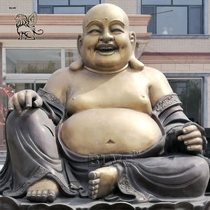 Statue de Bouddha riant en bronze grandeur nature BLVE, Bouddha ventru en métal, Bouddha chanceux et heureux en cuivre, sculpture - Product Image 2