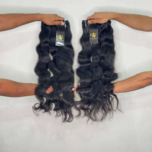 Extensions de cheveux naturels en vrac, ondulés, alignés dans le sens de la cuticule, non traités, provenant de temples indiens, pour fournisseurs - Product Image 2