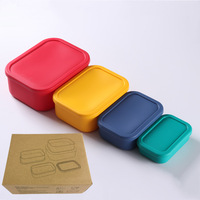 Ensemble de contenants alimentaires en silicone de qualité alimentaire, personnalisables en usine (OEM/ODM), avec couvercles, multi-tailles, empilables et réutilisables, pour le déjeuner