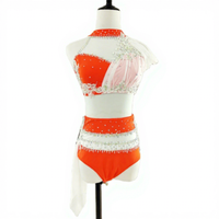 LIUHUO Pole Dance Luxury Flash Drill Competition Performance Orange Lyrical Dance Dress Customize