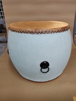 Chinesische antike Vintage hand bemalte Leder Trommel Couch tisch