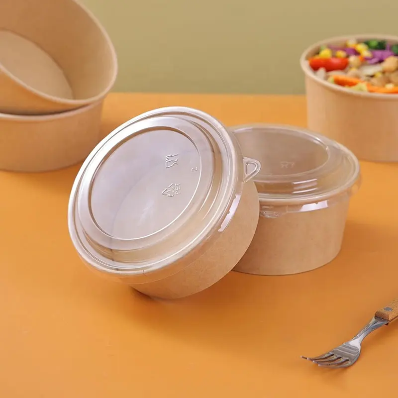 1100 ml umweltfreundliche Nudel Suppe Salatschüssel Werkspreis Kraftpapierschüssel für heiße kalte Lebensmittel Einweg-Lebensmittelbehälter zum Mitnehmen