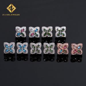 Vente flash Boucles d'oreilles en moissanite colorées Bijoux fins Argent sterling 925 Moissanite VVS Boucles d'oreilles à clous Hip Hop Bijoux RTS - Product Image 1