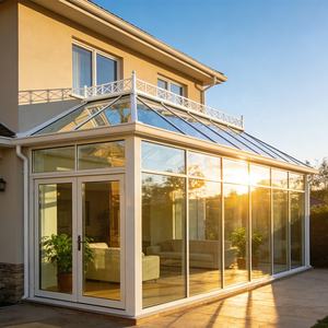 Véranda de style européen, résistante aux ouragans, en alliage d'aluminium et verre trempé, avec portes coulissantes, <span class=keywords><strong>terrasse</strong></span> de jardin d'hiver canadienne - Product Image 2