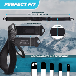 Correa para Esquís, Soporte para <span class=keywords><strong>Bastones</strong></span> de Esquí, Correas Ajustables para Transportar <span class=keywords><strong>Bastones</strong></span> de Esquí, Acolchadas, Antideslizantes, Bandolera para Hombro, Nailon Duradero, Ecológico - Product Image 6