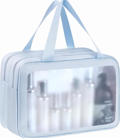 Trousse de Toilette de Voyage Pliable Double Couche en PU, Imperméable, Organisateur de Maquillage, Séparation Humide/Sèche, Pochette Cosmétique Portable pour Salle de Bain