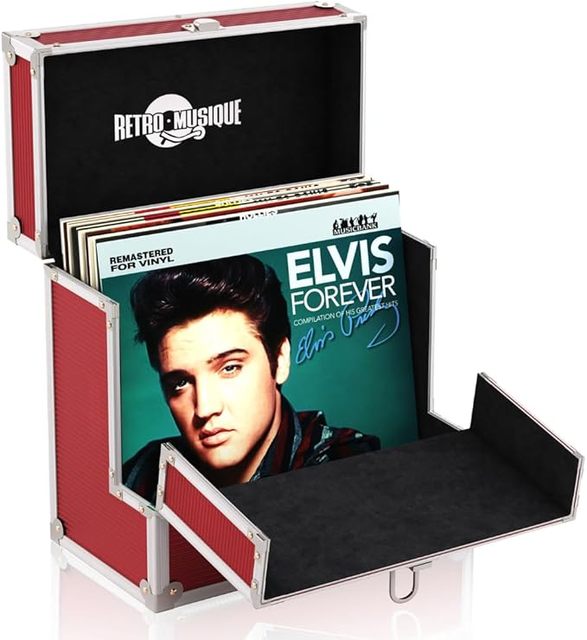 Vinyl Record Storage With 40 12" Outer Sleeves | Vinyl Storage Box With Unique Front Flap Opening | LP Storage Boxes