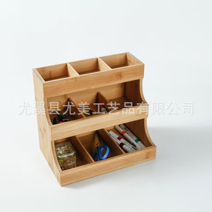 Estante de almacenamiento de bolsitas de té de escritorio, organizador vertical de tres niveles de bambú y madera para bolsitas de té y café con múltiples compartimentos. - Product Image 2