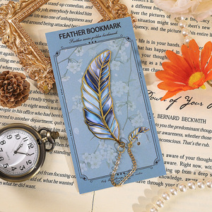 Segnalibro in Metallo a Forma di Piuma, Elegante Clip <span class=keywords><strong>per</strong></span> Pagine, <span class=keywords><strong>Regalo</strong></span> Creativo Multifunzionale <span class=keywords><strong>per</strong></span> Studenti e Insegnanti, Colori Assortiti - Product Image 2