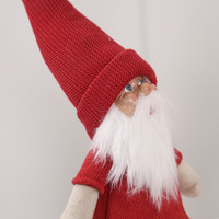Yeni Stil El Yapımı Çevre Dostu Kırmızı Kumaş Noel Süsleri Noel Baba Ren Geyiği Ayakta Duran Figür Bebek Süsü Kardan Adam