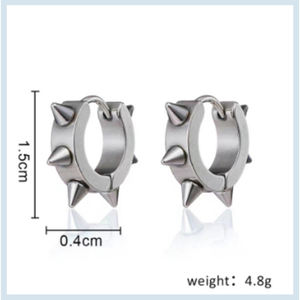 K126 vente en gros de boucles d'oreilles Punk plaqué or noir avec <span class=keywords><strong>rivet</strong></span> et cerceau HipHop en acier inoxydable pour hommes - Product Image 6