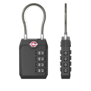 TSA Approved Four Digit Combination <b>Padlock</b> With Steel Cable For Luggage Travel Use - Product Image 1