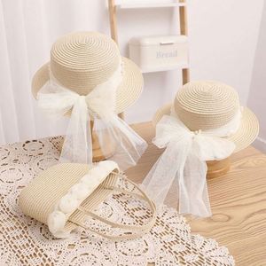 2024 New Style Straw <b>Hat</b> With Wicker Bow Outdoor <b>Wedding</b> Sunscreen Parent-Children Straw <b>Hat</b> and Bag Set <b>for</b> Summer - Product Image 4