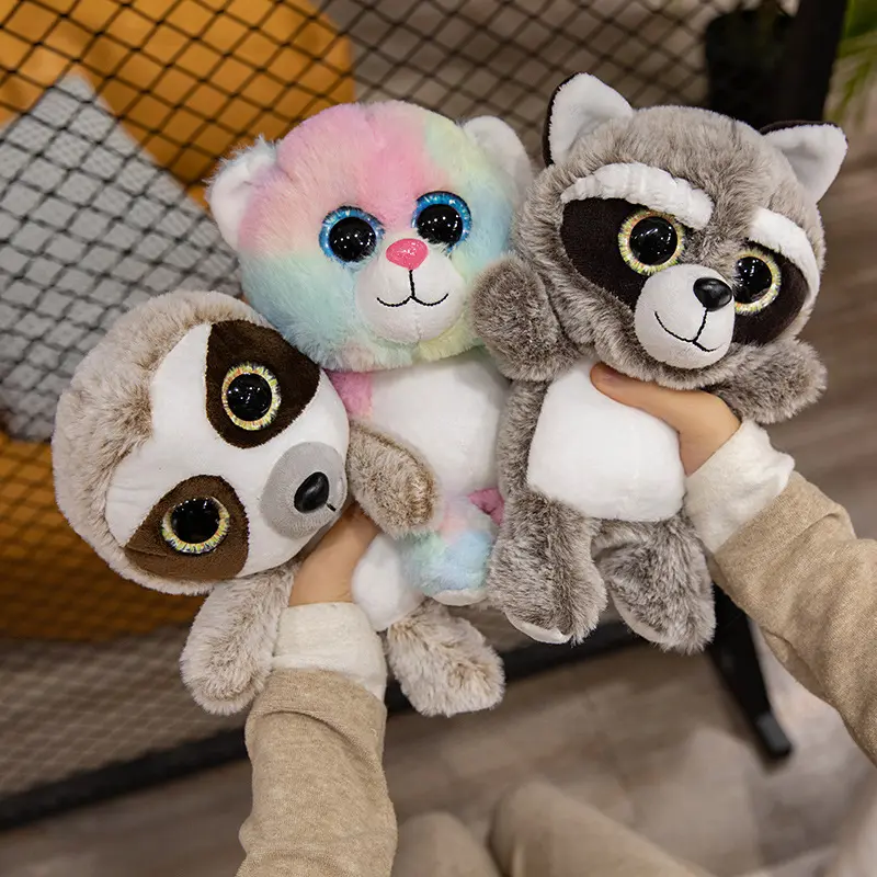 Büyük gözler ile 20cm sevimli hayvanlar isteğe özel peluş oyuncak rakun tembel dolması hayvan çocuklar yumuşak oyuncaklar peluş yastık promosyon hediyeler