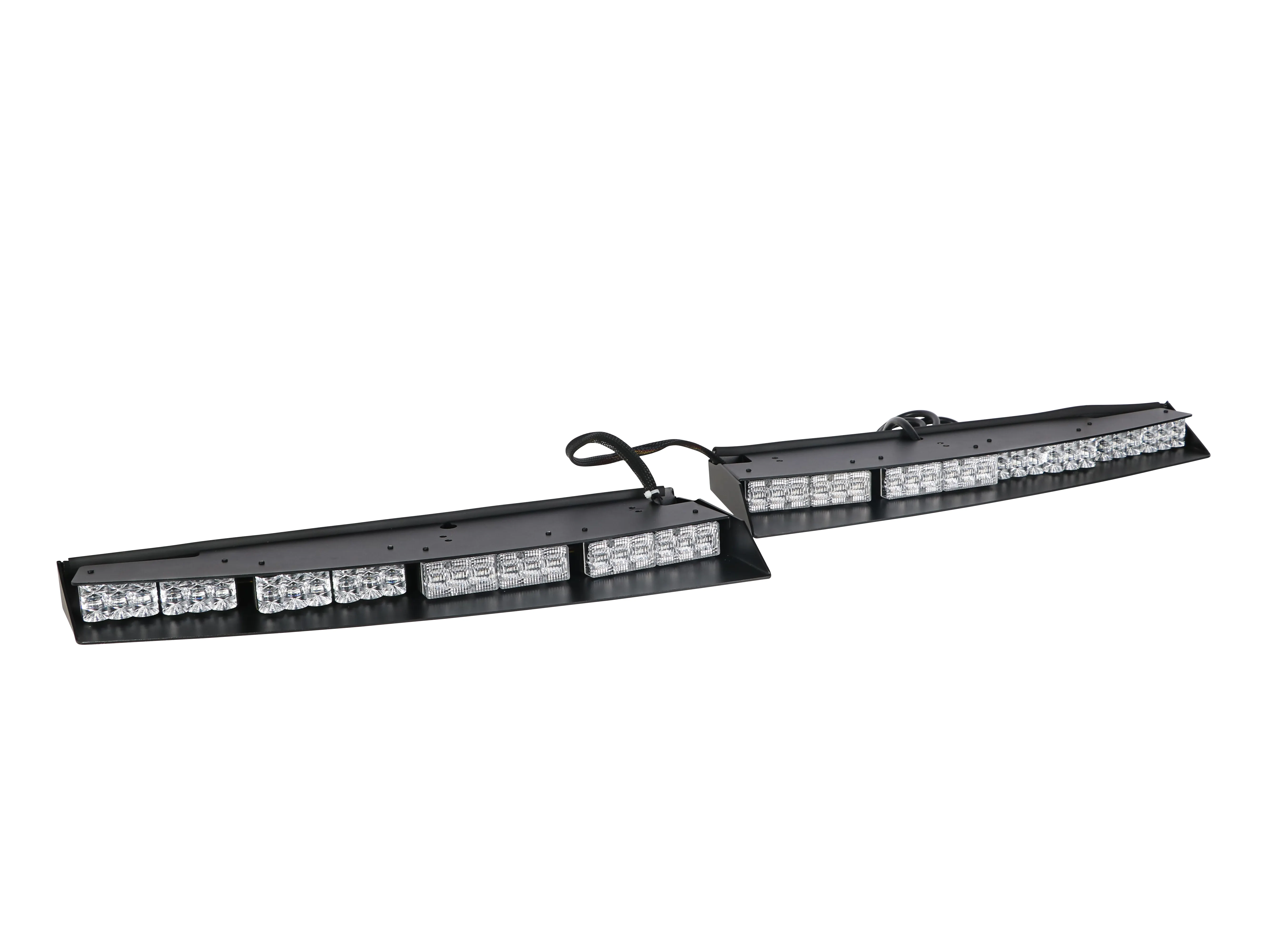 Barra de luzes de viseira 2-15 led, 81 padrões de flash, montagem superior do pára-brisa, aviso de emergência, barra de luz estroboscópica