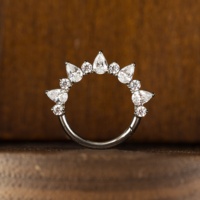 Cincin Hidung Titanium G23 Romantis untuk Pernikahan, Perhiasan Tubuh dengan Zirkon, Anting Tindik Unisex