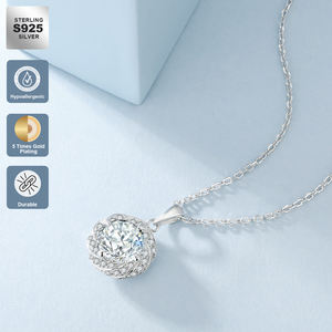 파인 하트 주얼리 VVS1 다이아몬드 화이트 골드 925 스털링 실버 라운드 브릴리언트 컷 1캐럿 2캐럿 GRA 모이사나이트 펜던트 여성 목걸이 - Product Image 3