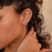 Ensemble de 3 boucles d'oreilles en zircone blanche J&D Jewelry Sweet, trèfle, acier inoxydable plaqué or 18 carats, bijoux imperméables pour femmes