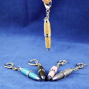 <strong>Mini</strong> Portable Bling Short Pocket <strong>Pen</strong> <strong>Rhinestone</strong> Metal Craft Glitter Chunki <strong>Pen</strong> <strong>With</strong> Key Holder