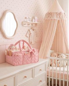 Water-Resistant Baby <b>Diaper</b> <b>Caddy</b> Organizer with Handle Portable Large Nursery Storage Basket - Product Image 2