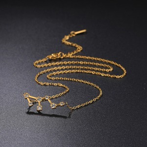 In acciaio inossidabile placcato oro 18K strass astrologia 12 oroscopo segno collana zodiacale regali di compleanno per donne ragazze - Product Image 6