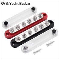 Barre de distribution M6 pour bateau/yacht avec couvercle transparent, borne de puissance en cuivre, bloc de jonction pour batterie de stockage d'énergie à courant élevé