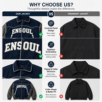 Blouson d'entraînement oversize color block pour homme, en velours côtelé avec doublure matelassée, style baseball, broderie appliquée personnalisée, type bomber