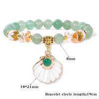 Nouveau Design 8mm Sodalite Pierre Perlé Bracelet pour Femmes D'été Mignon De Mode Dainty Élastique Shell Pendentif Bracelet Cadeau
