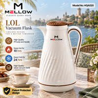 Carafe à café isotherme OEM polie 1,0 L marron foncé à motif vague diagonale, avec revêtement en verre PP, poignée brillante et couvercle radiant pour café