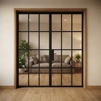 Puerta Doble Francesa de Vidrio Curvo de Estilo Europeo Moderno para Interiores Residenciales
