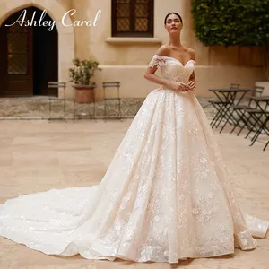 <span class=keywords><strong>Vestidos</strong></span> de Novia Ashley Carol, Encantadores <span class=keywords><strong>Vestidos</strong></span> de Gala con Cuentas y Apliques, Estilo Catedral, para Mujer, 2024 - Product Image 1