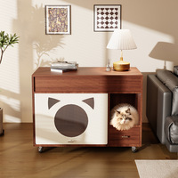 Armoire de toilette pour chat en bois massif, fermée, anti-éclaboussures, anti-trace, anti-odeur, avec rangement