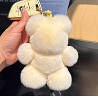 Nouveau porte-clés ours mignon et tendance, pendentif en fausse fourrure de lapin douce et écologique, breloque de sac à main, cadeaux d'anniversaire