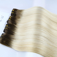 Extensiones de Cabello Humano Ruso SDD Genius Weft Ombre Highlight Blonde 14A, Cabello Virgen Crudo 100% con Cutícula Alineada